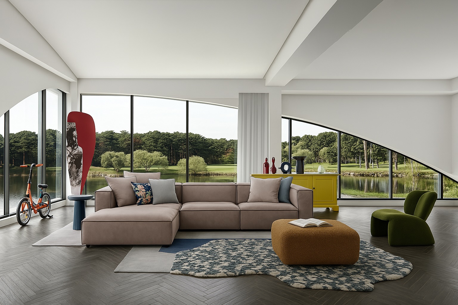 Living room after AI virtual sofa replacement